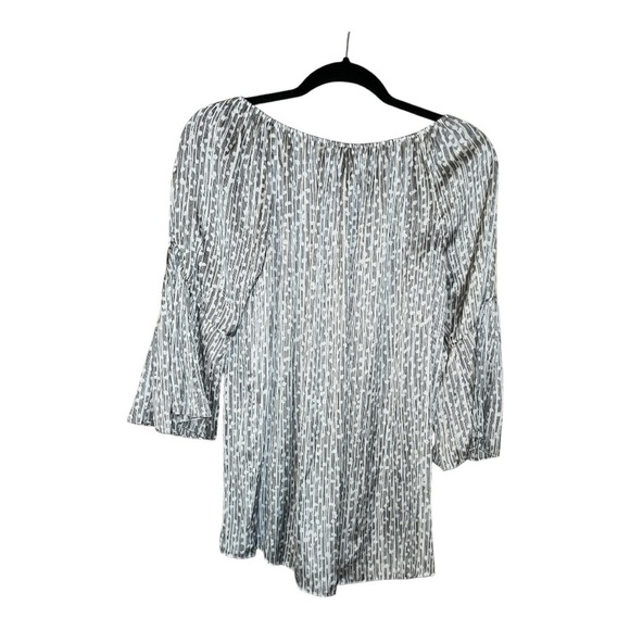 Halston Heritage bell sleeve blouse sz small medium gray white lightweight boho - Picture 2 of 10
